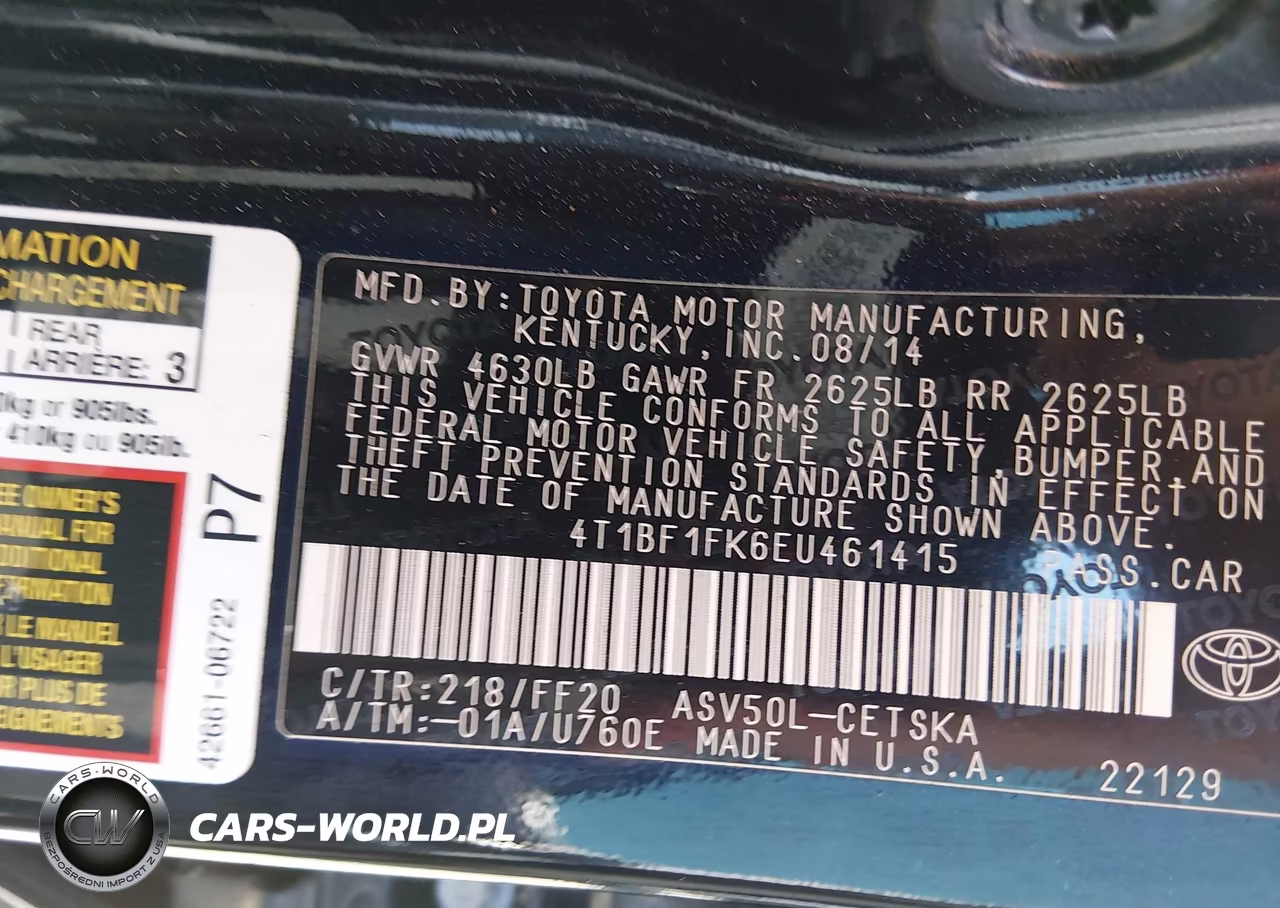 2014 Toyota Camry Se VIN:4T1BF1FK6EU461415 - 9