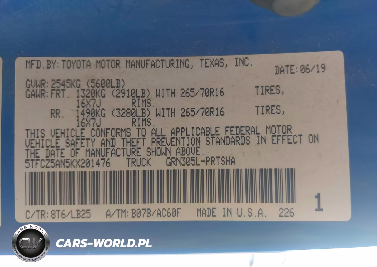 2019 Toyota Tacoma Trd Pro VIN:5TFCZ5AN5KX201476 - 9