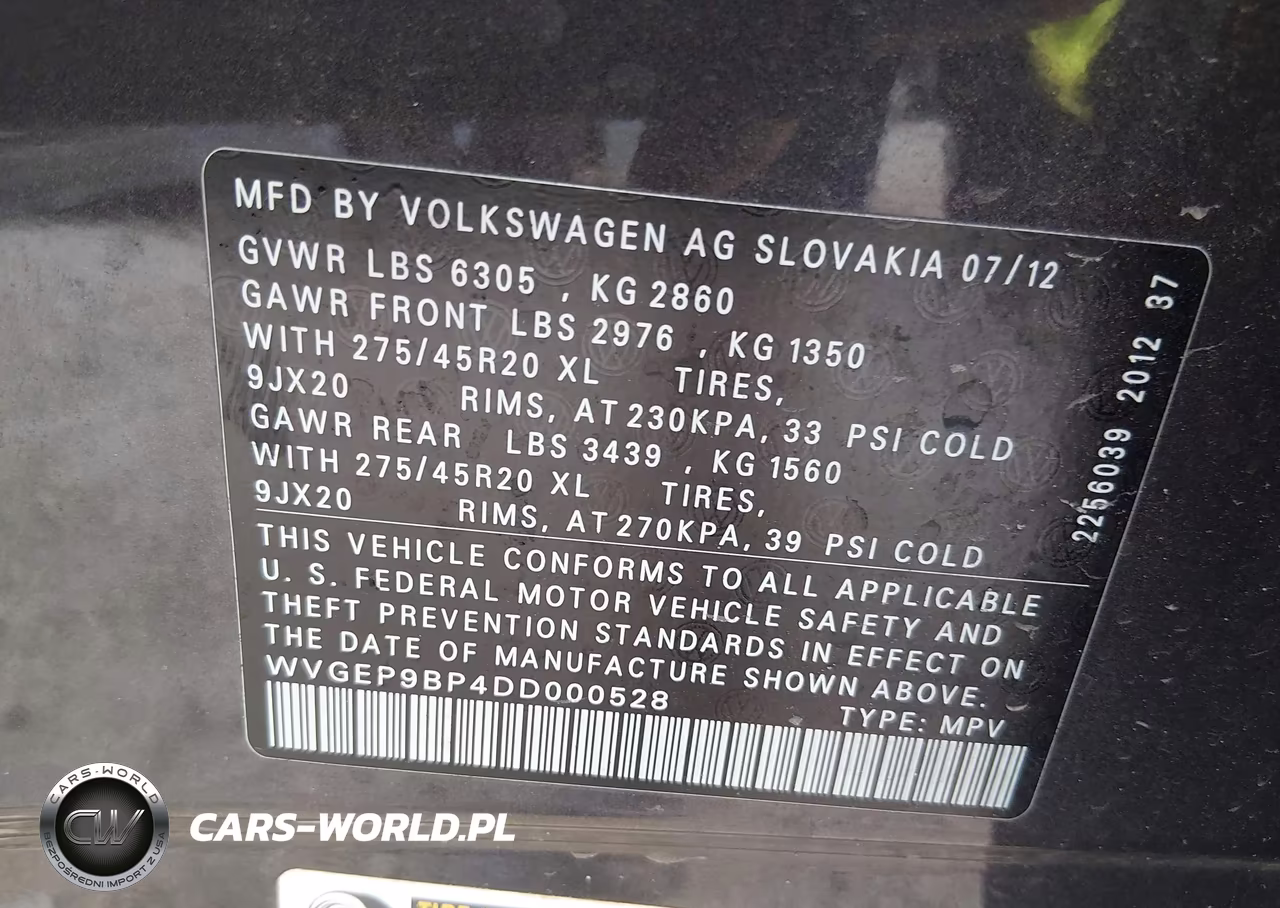 2013 Volkswagen Touareg Tdi Executive VIN:WVGEP9BP4DD000528 - 9