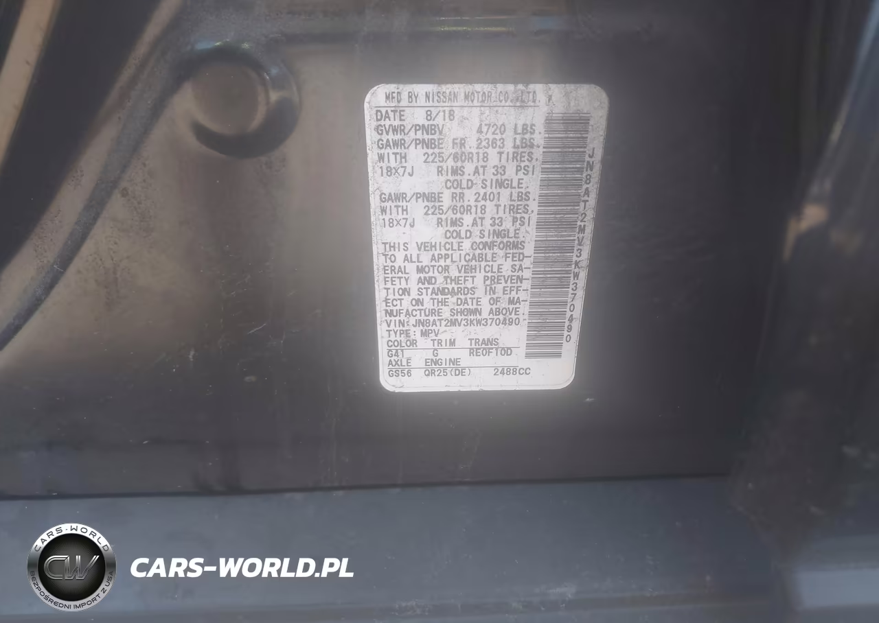 2019 Nissan Rogue Sv VIN:JN8AT2MV3KW370490 - 9