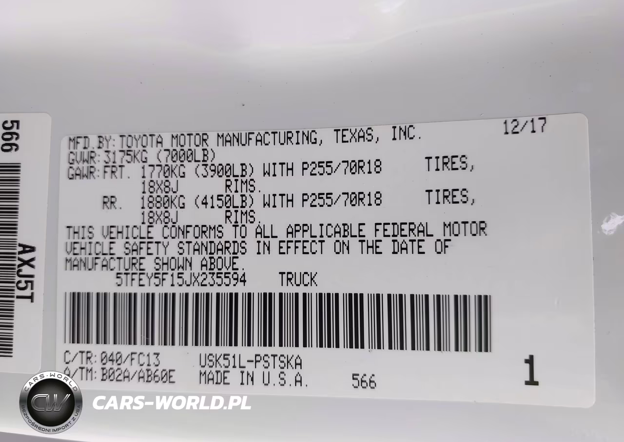 2018 Toyota Tundra Sr5 5.7L V8 VIN:5TFEY5F15JX235594 - 9