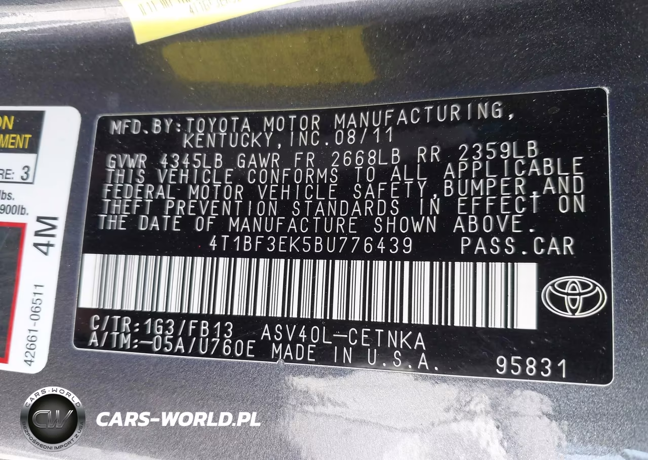 2011 Toyota Camry Le VIN:4T1BF3EK5BU776439 - 9