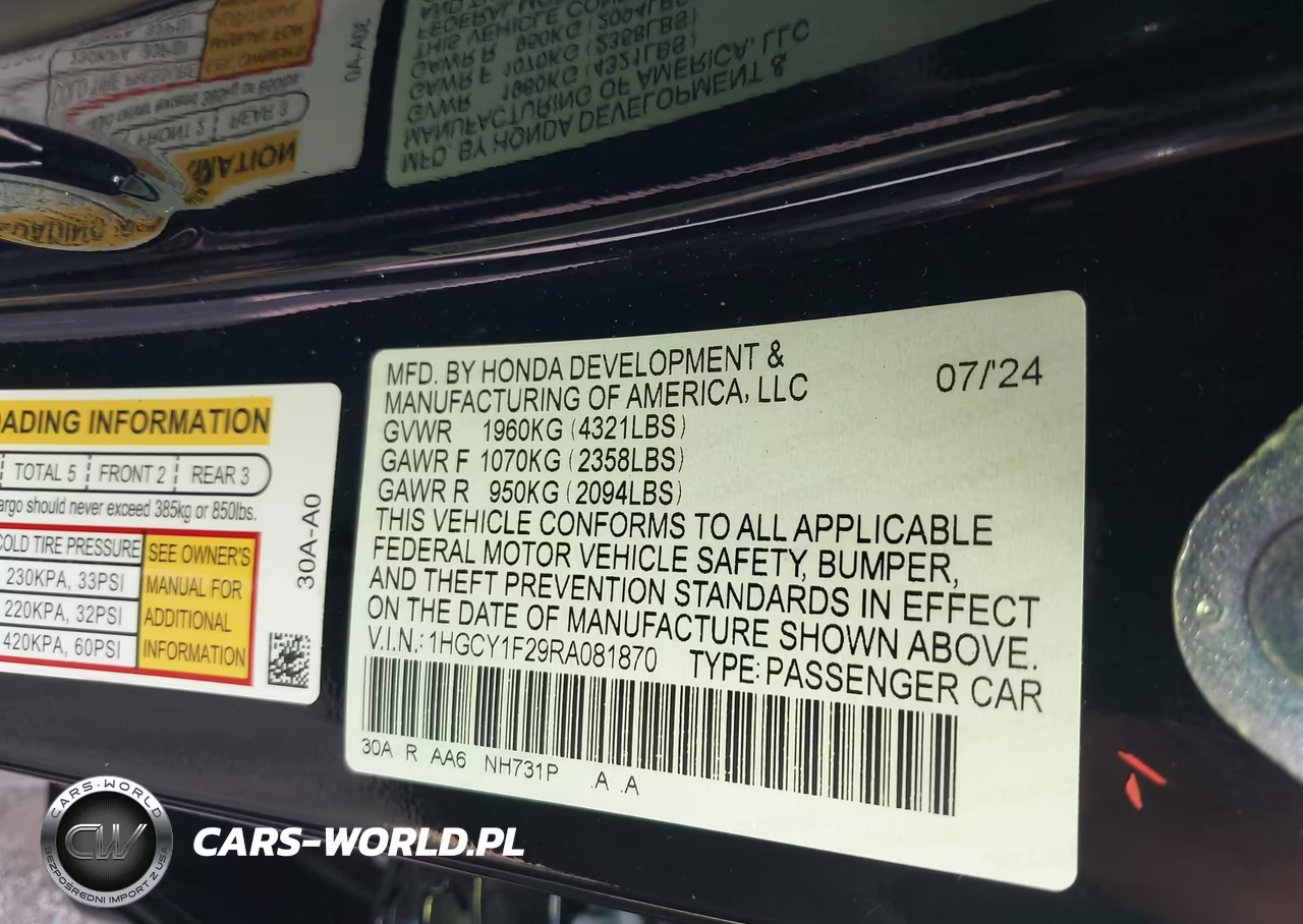 2024 Honda Accord Lx VIN:1HGCY1F29RA081870 - 9