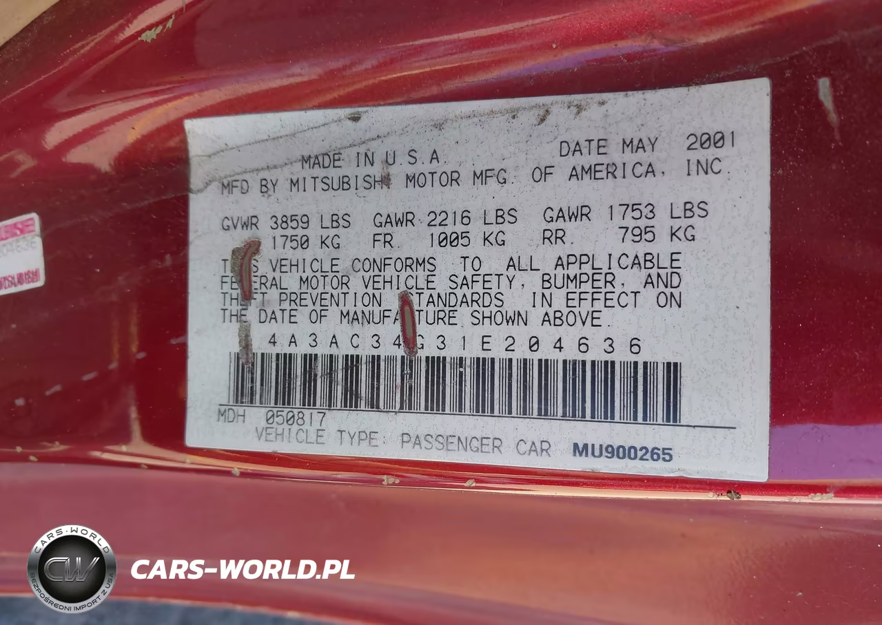 2001 Mitsubishi Eclipse Rs VIN:4A3AC34G31E204636 - 12