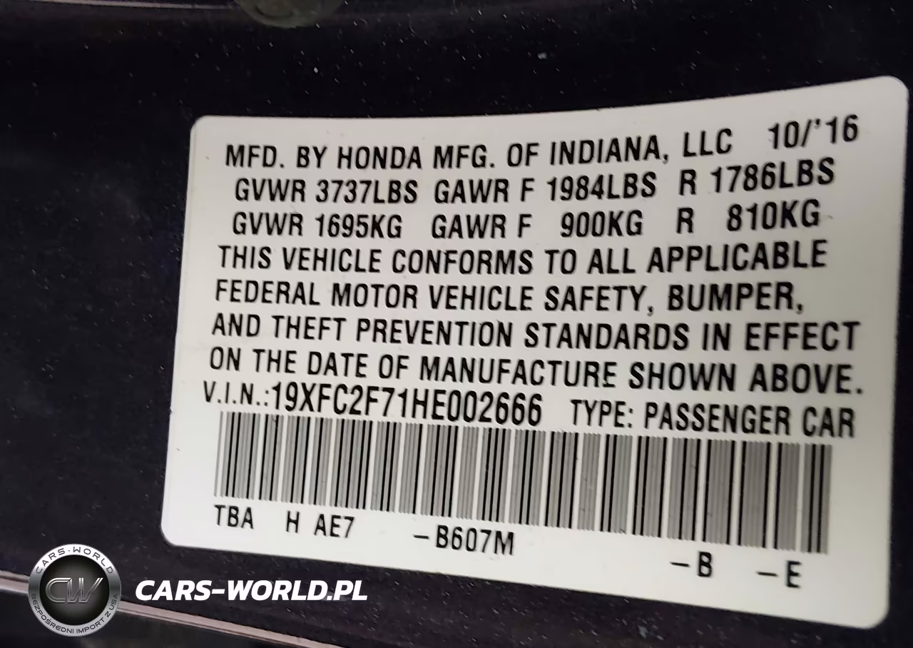 2017 Honda Civic Ex VIN:19XFC2F71HE002666 - 9