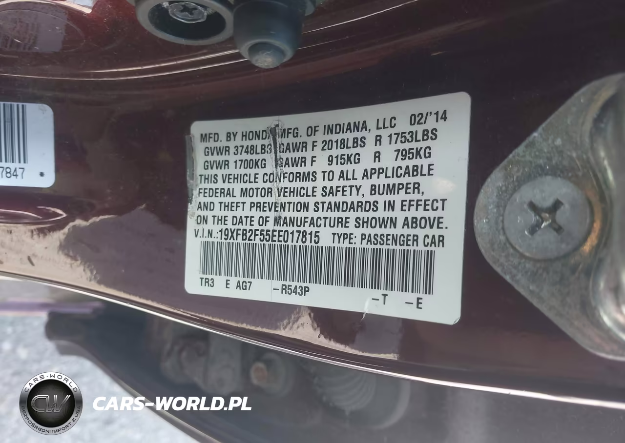 2014 Honda Civic Lx VIN:19XFB2F55EE017815 - 9