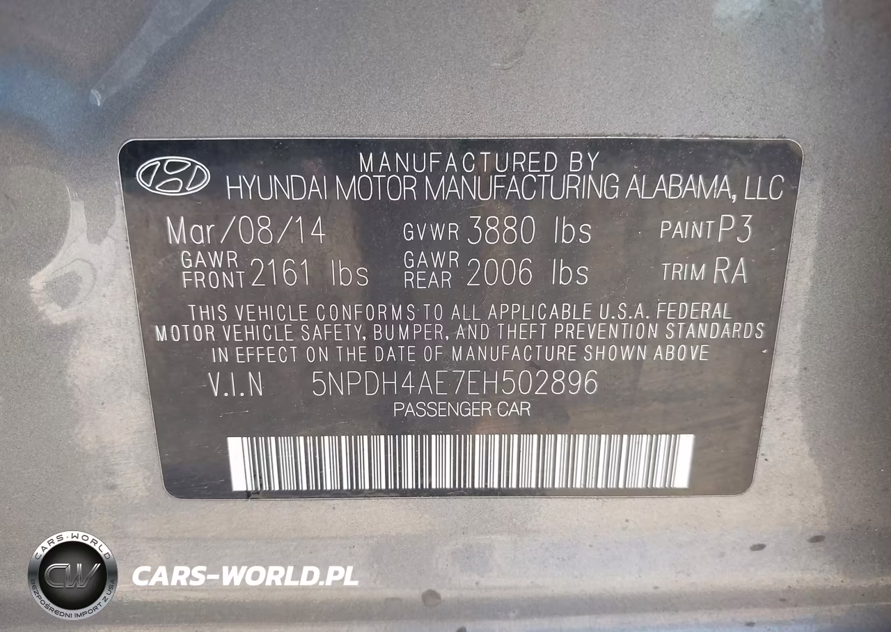 2014 Hyundai Elantra Se VIN:5NPDH4AE7EH502896 - 9