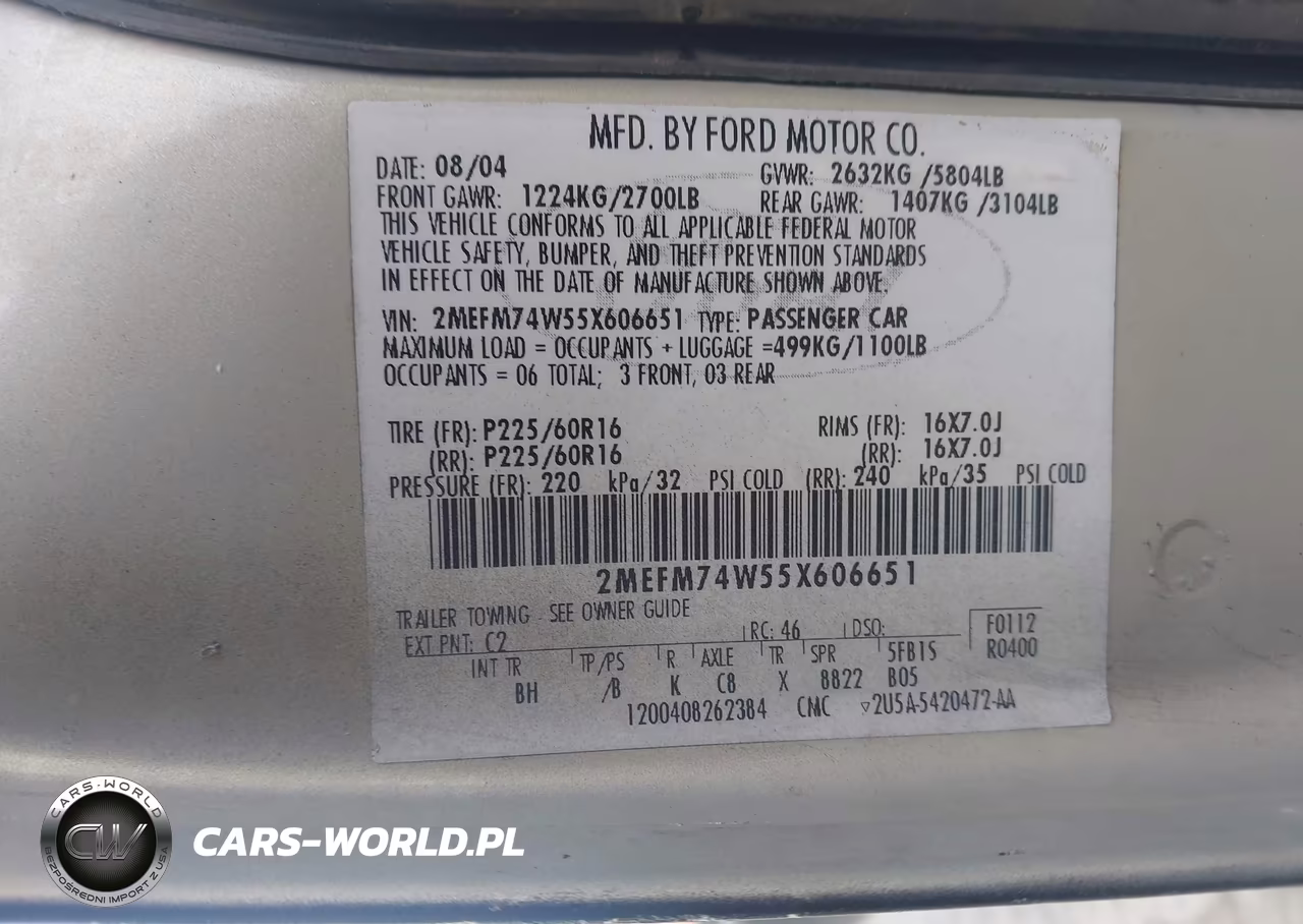 2005 Mercury Grand Marquis Gs VIN:2MEFM74W55X606651 - 9