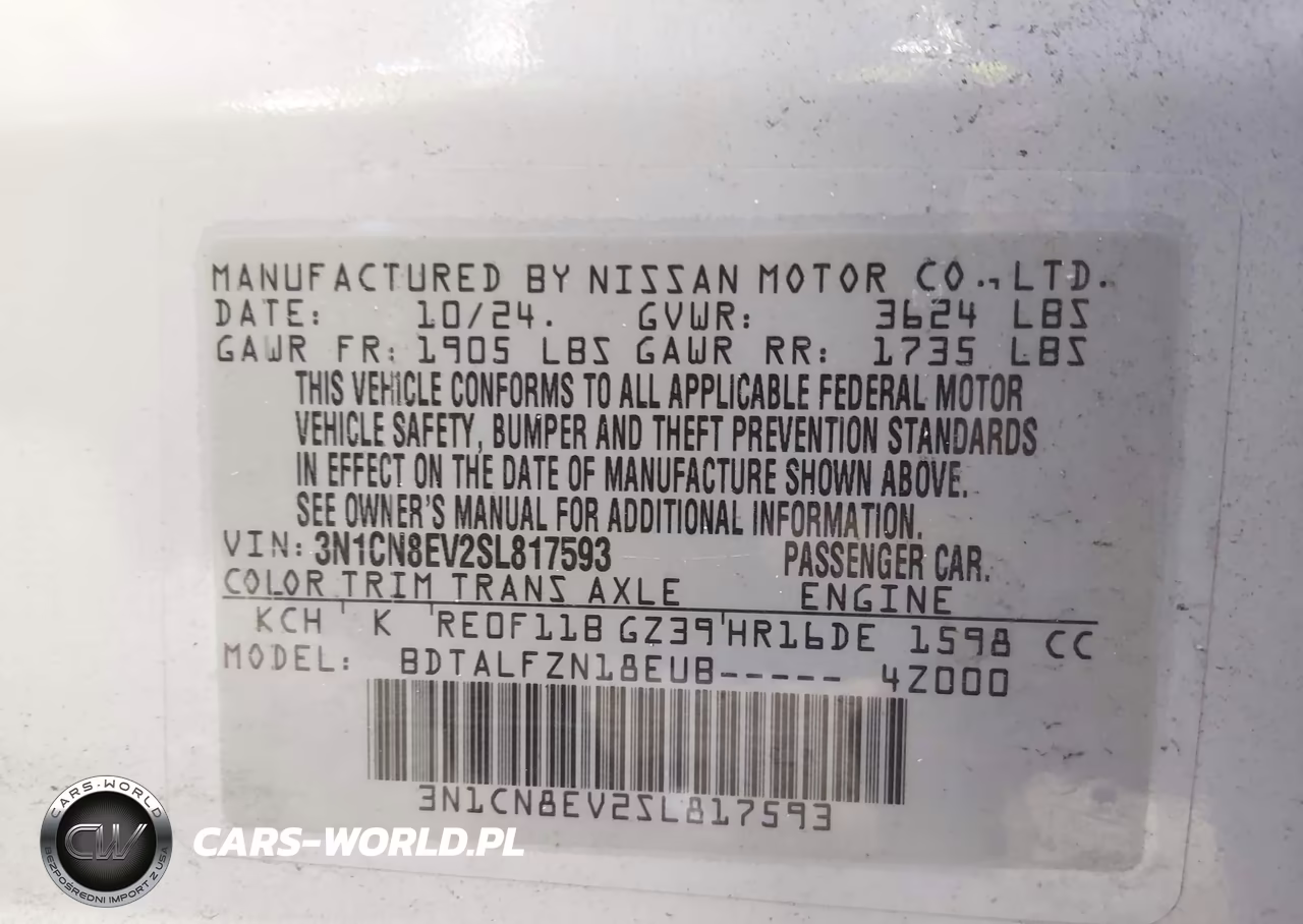 2025 NISSAN VERSA SV VIN:3N1CN8EV2SL817593 - 9