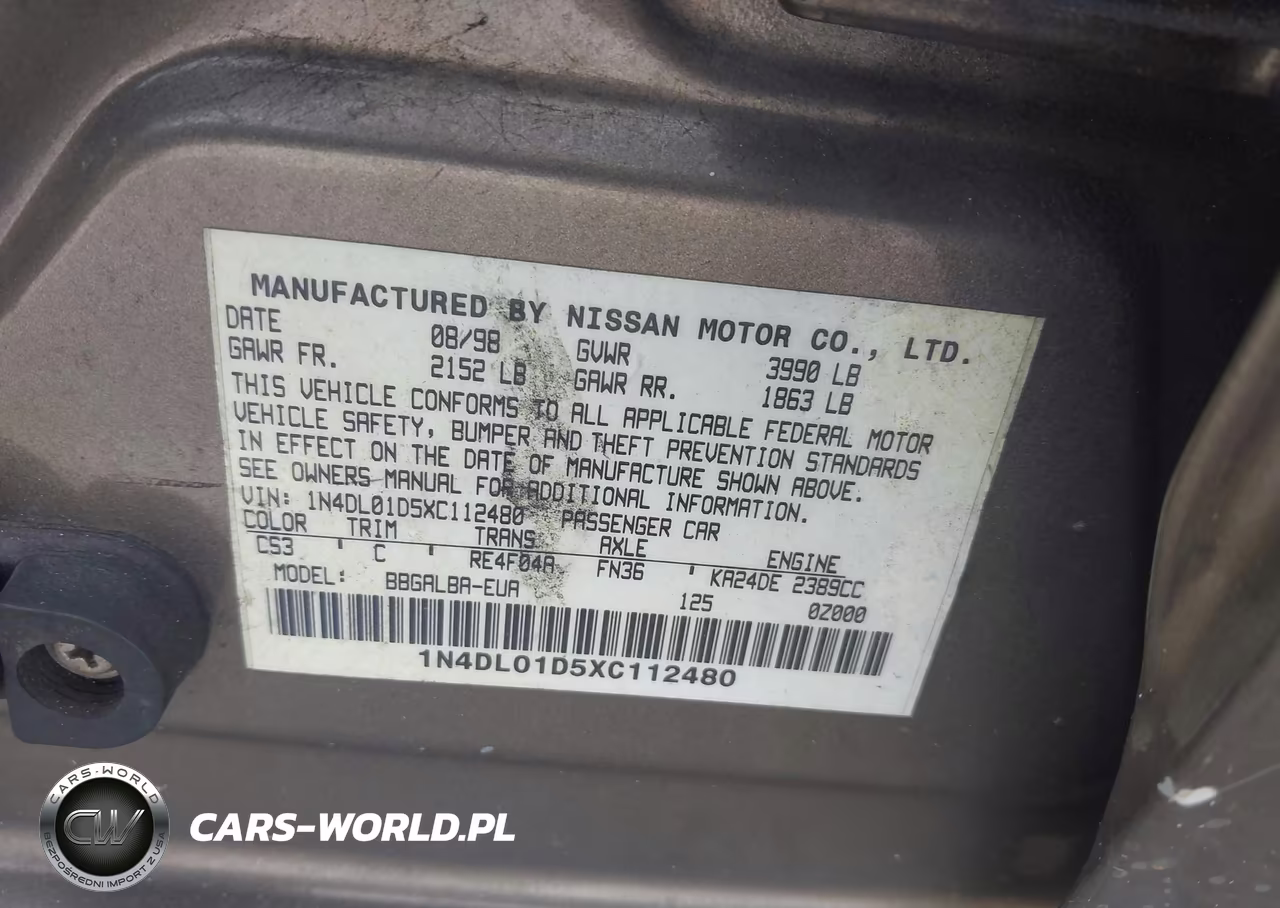 1999 Nissan Altima Gle-Gxe-Se-Se-L-Xe VIN:1N4DL01D5XC112480 - 9