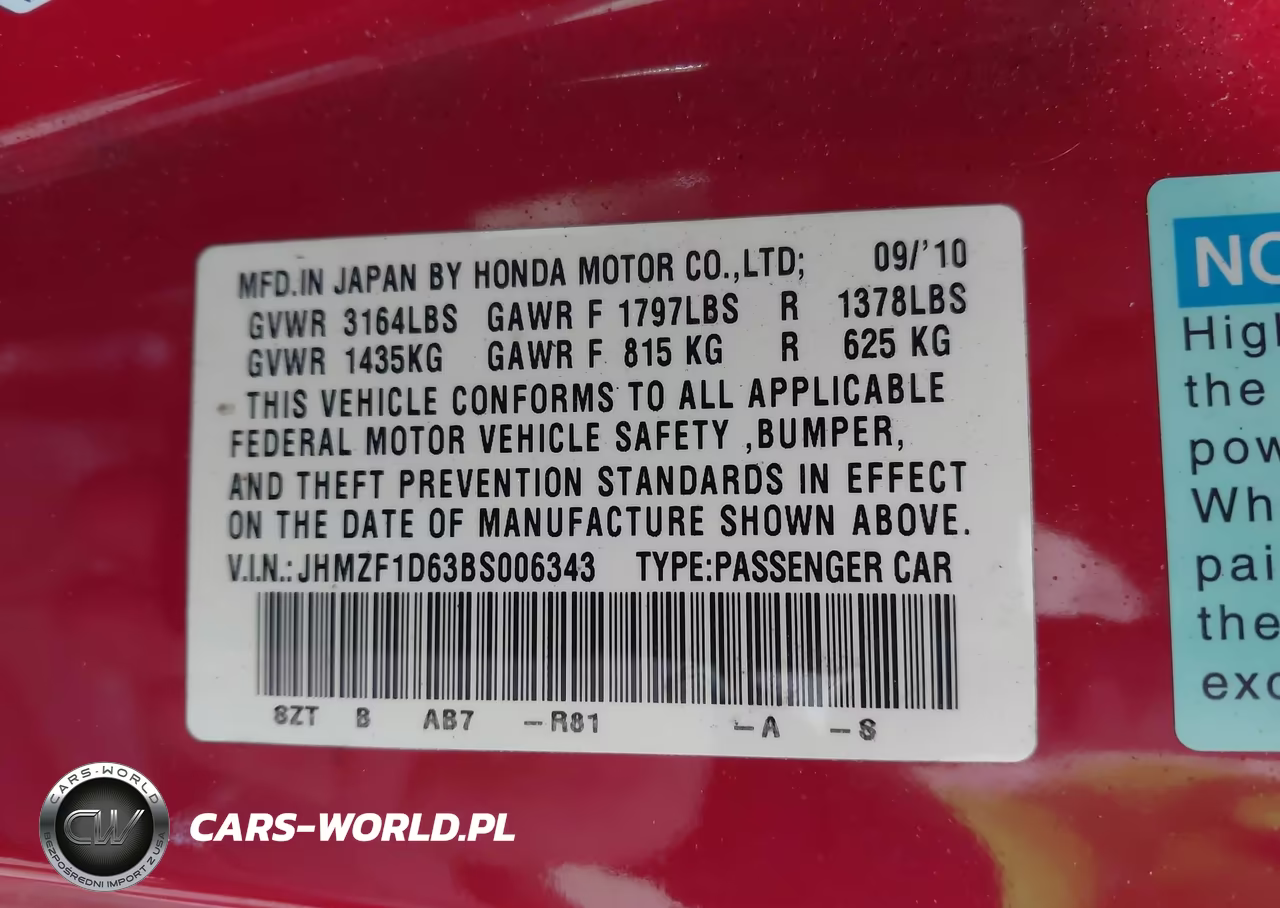 2011 Honda Cr-Z Ex VIN:JHMZF1D63BS006343 - 9