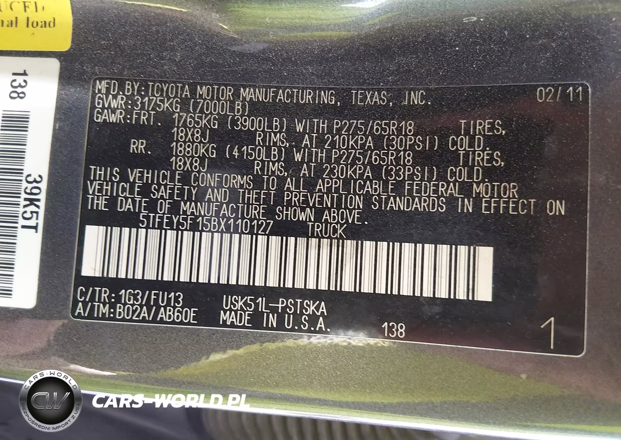 2011 Toyota Tundra Grade 5.7L V8 VIN:5TFEY5F15BX110127 - 9