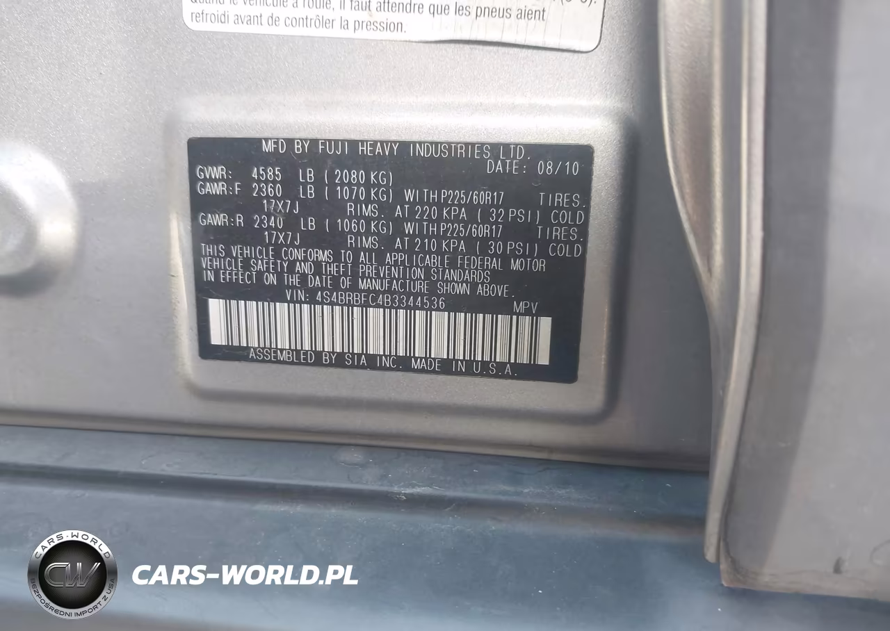 2011 Subaru Outback 2.5I Premium VIN:4S4BRBFC4B3344536 - 9