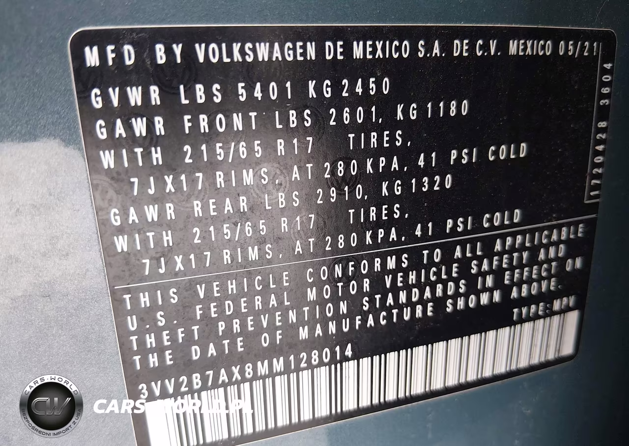 2021 Volkswagen Tiguan 2.0T Se-2.0T Se R-Line Black-2.0T Sel VIN:3VV2B7AX8MM128014 - 9