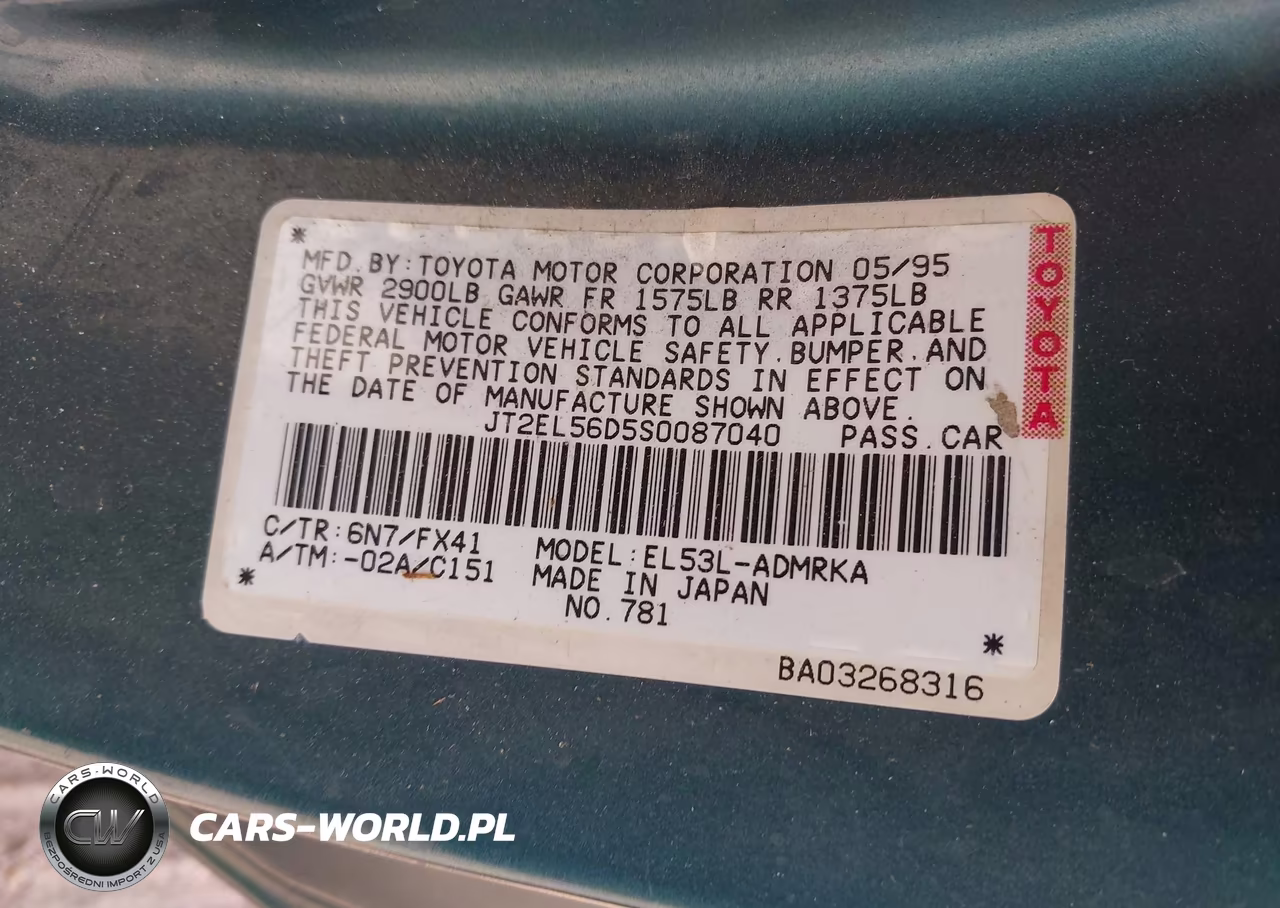 1995 Toyota Tercel Dx VIN:JT2EL56D5S0087040 - 9