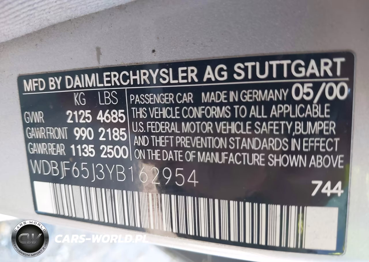 2000 Mercedes-Benz E 320 VIN:WDBJF65J3YB162954 - 9