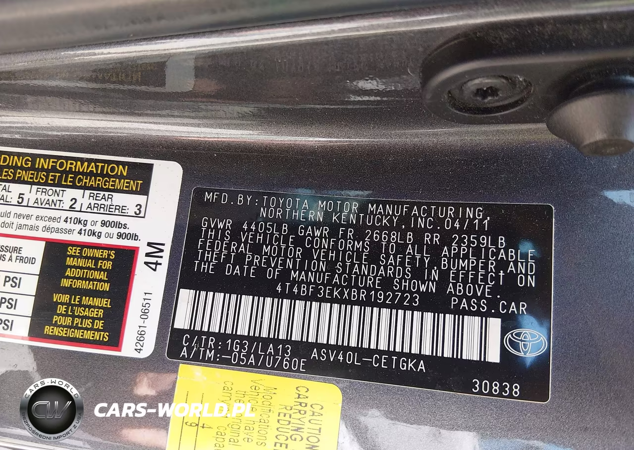 2011 Toyota Camry Xle VIN:4T4BF3EKXBR192723 - 9