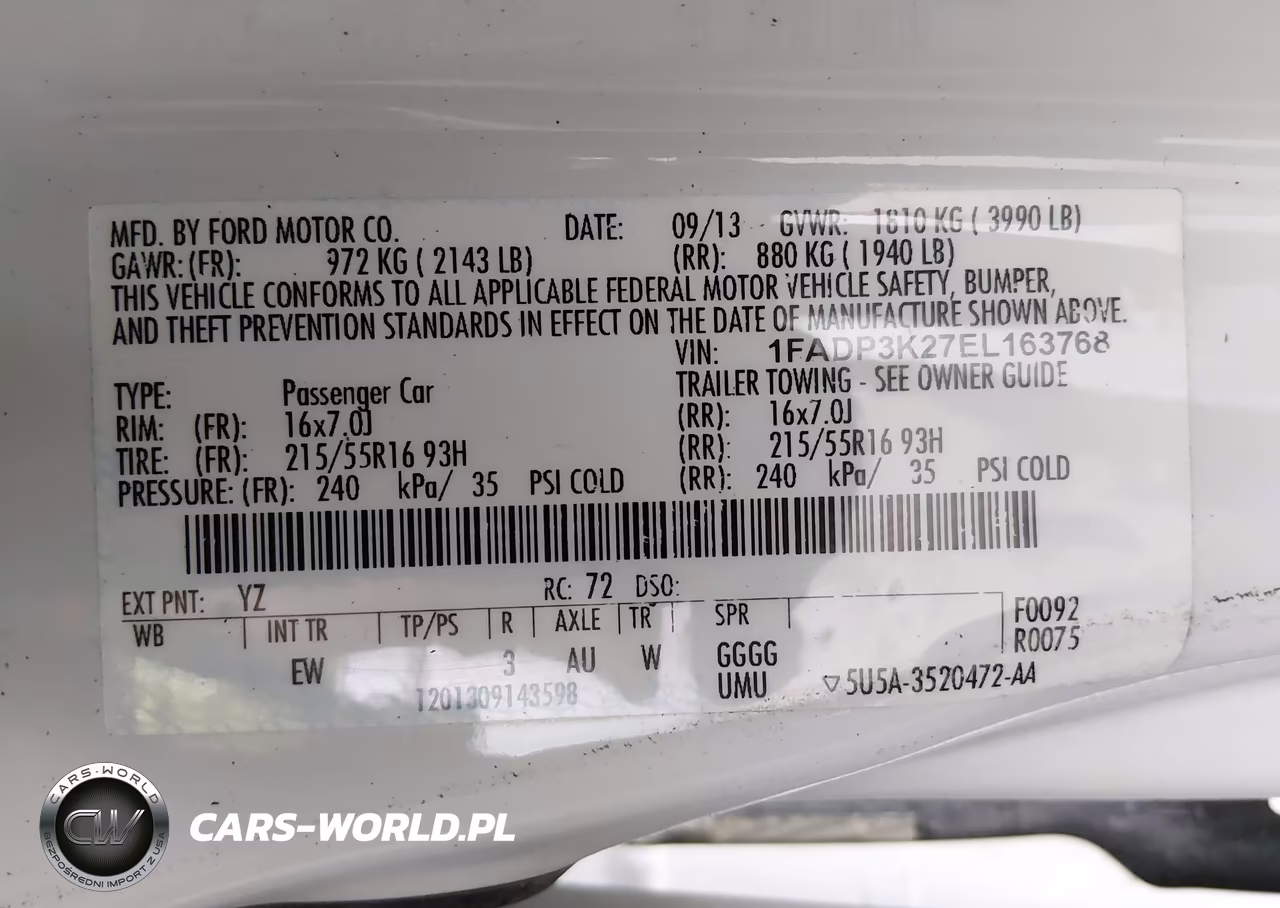 2014 Ford Focus Se VIN:1FADP3K27EL163768 - 9