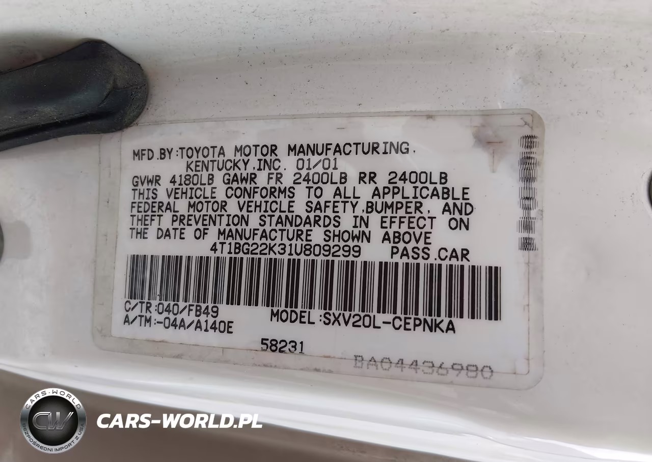 2001 Toyota Camry Le VIN:4T1BG22K31U809299 - 9
