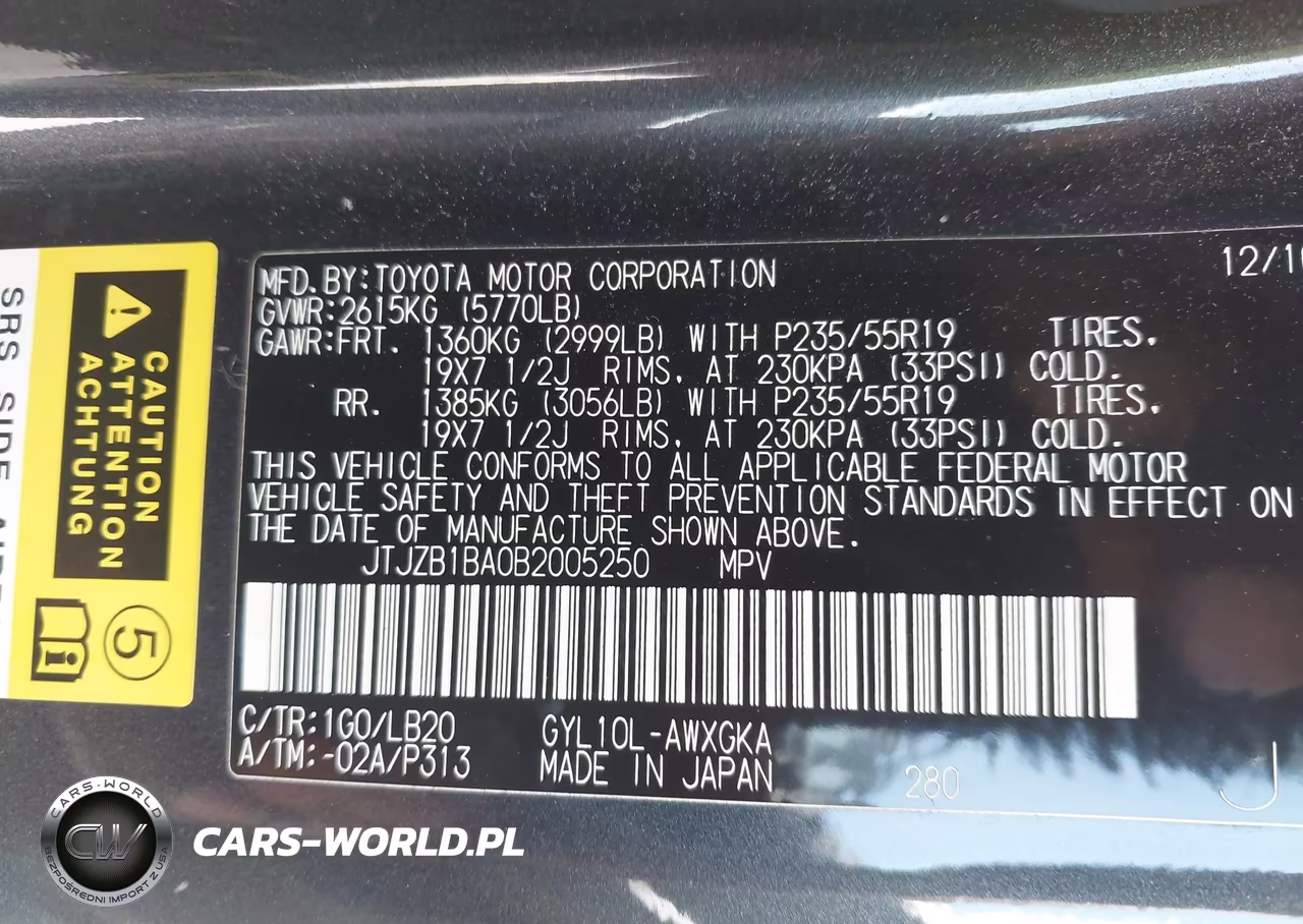 2011 Lexus Rx 450H VIN:JTJZB1BA0B2005250 - 9