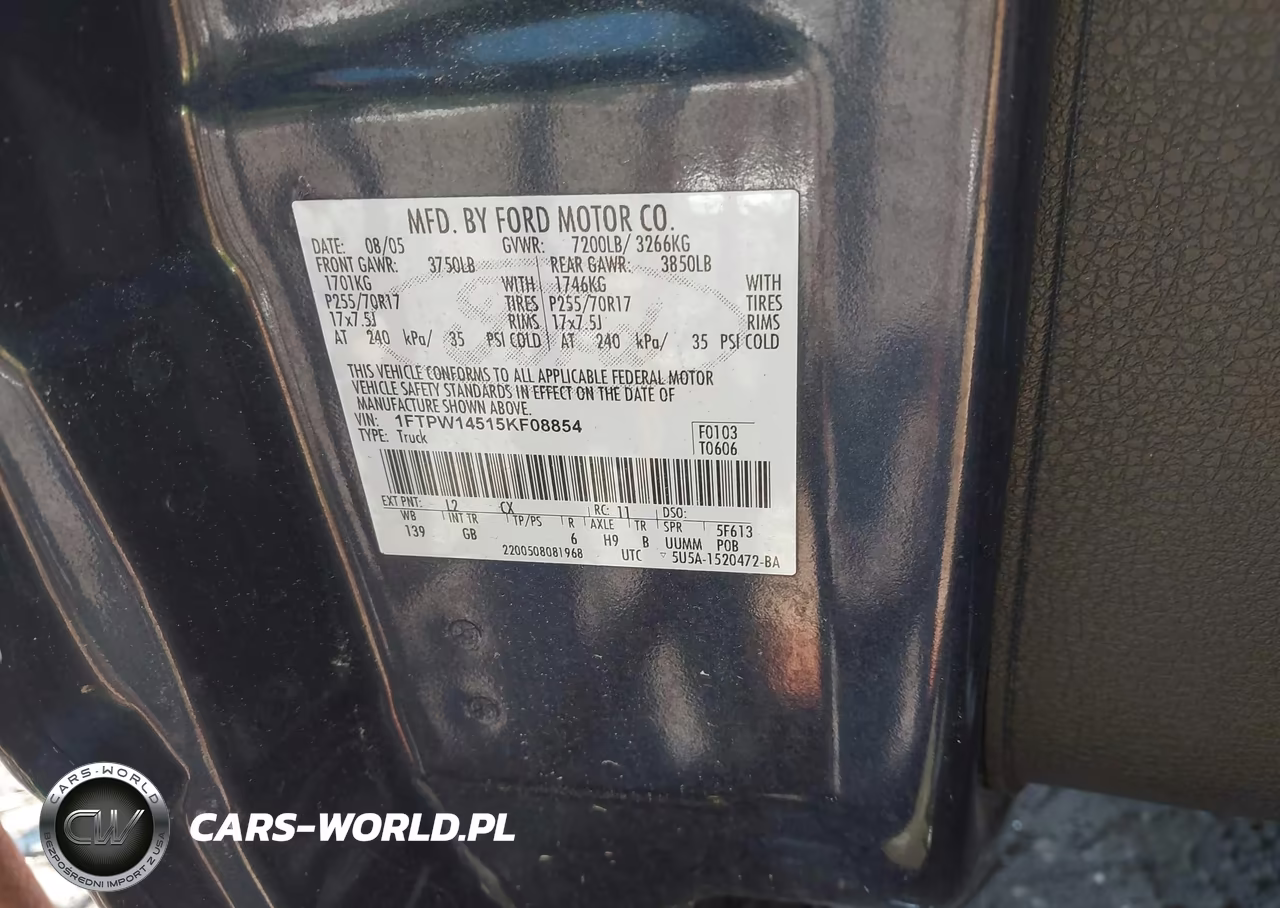 2005 Ford F-150 Fx4-Lariat-Xlt VIN:1FTPW14515KF08854 - 9