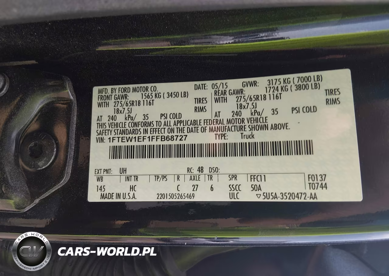 2015 Ford F-150 Lariat VIN:1FTEW1EF1FFB68727 - 9