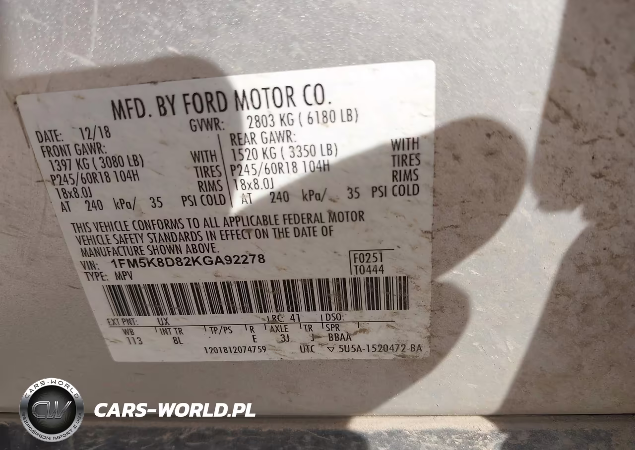 2019 Ford Explorer Xlt VIN:1FM5K8D82KGA92278 - 9