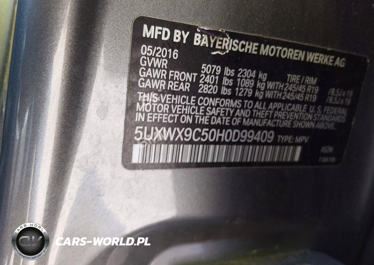 2017 BMW X3 xDrive28I VIN:5UXWX9C50H0D99409 - 9
