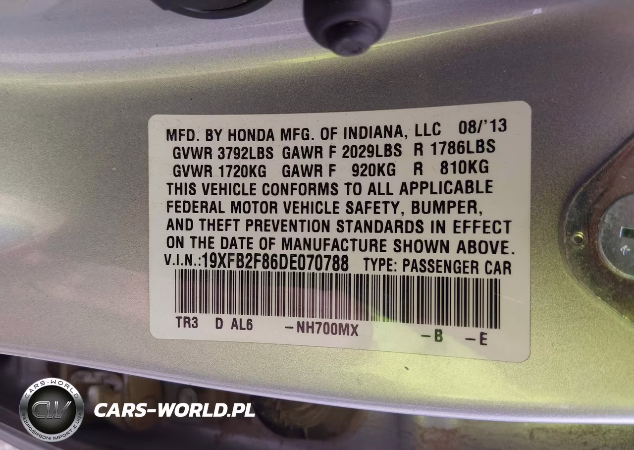 2013 Honda Civic Ex VIN:19XFB2F86DE070788 - 9