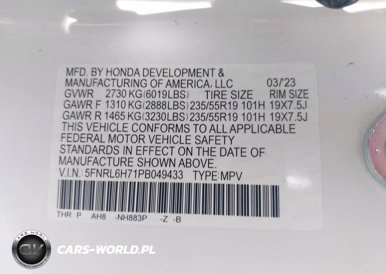 2023 Honda Odyssey Sport VIN:5FNRL6H71PB049433 - 9