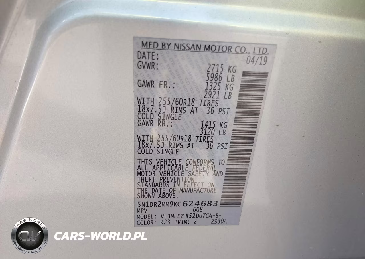 2019 Nissan Pathfinder Sv VIN:5N1DR2MM9KC624683 - 9