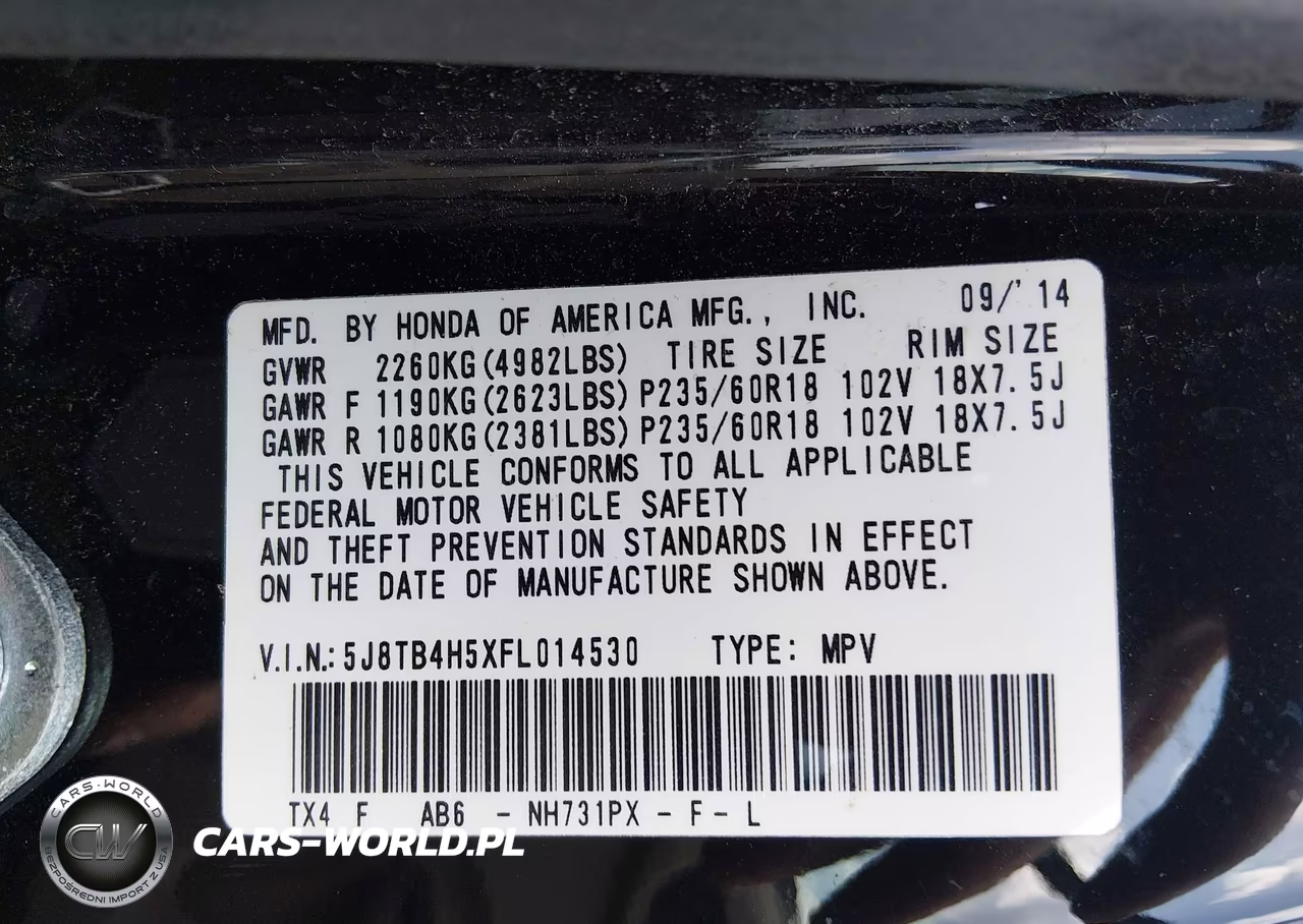 2015 Acura Rdx VIN:5J8TB4H5XFL014530 - 9
