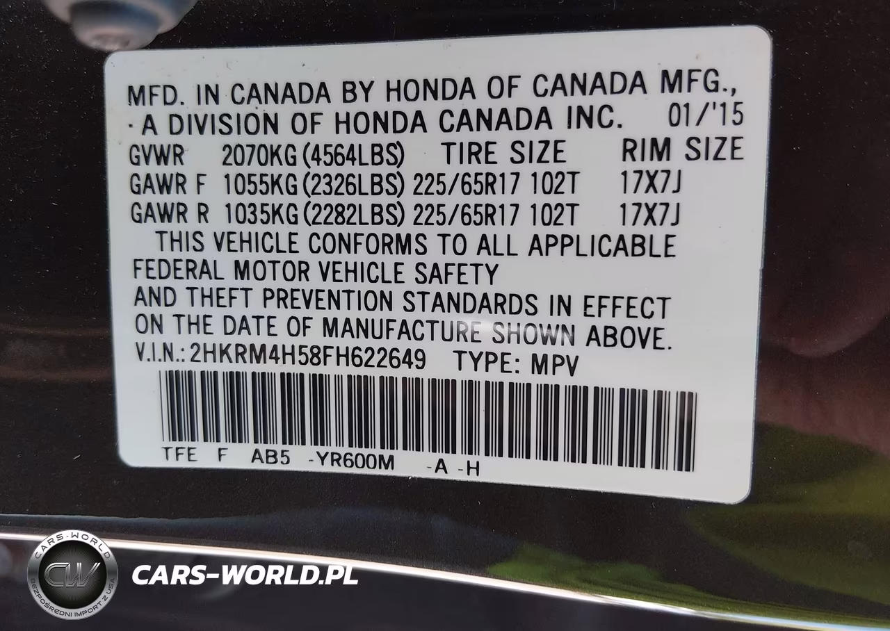 2015 Honda Cr-V Ex VIN:2HKRM4H58FH622649 - 9