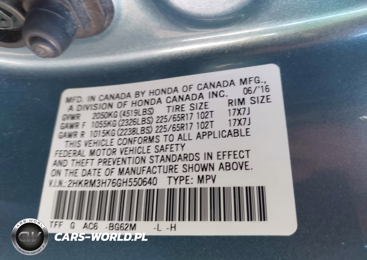 2016 Honda Cr-V Ex-L VIN:2HKRM3H76GH550640 - 9