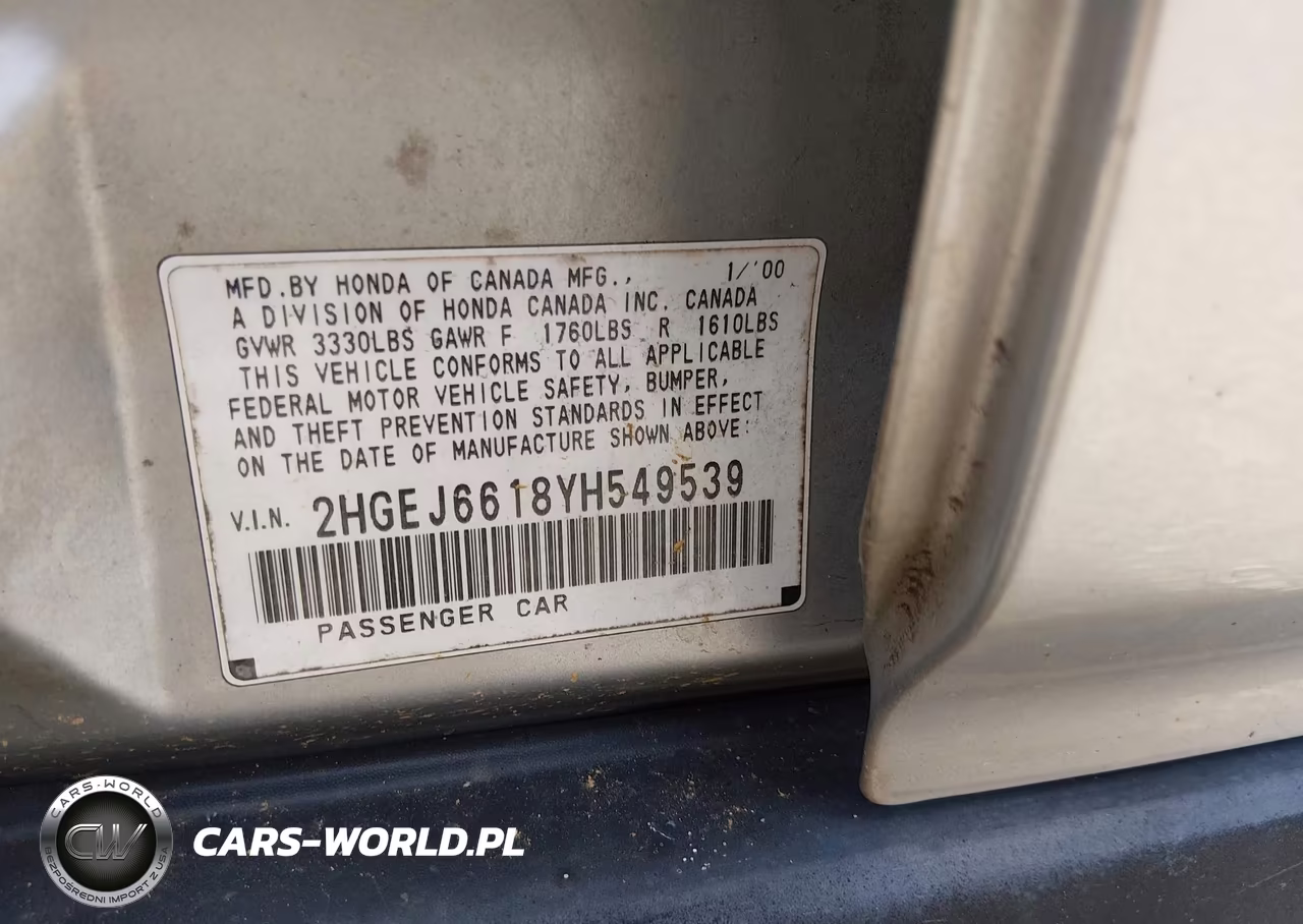 2000 Honda Civic Value Package VIN:2HGEJ6618YH549539 - 9