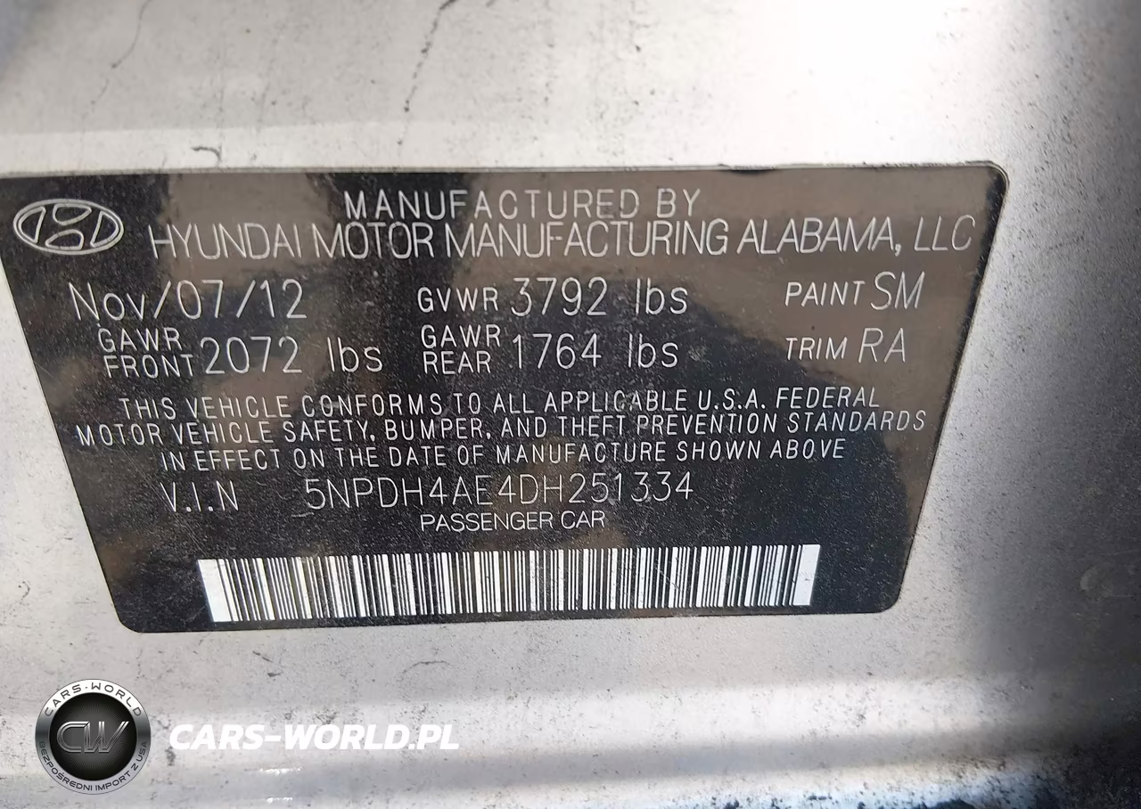 2013 Hyundai Elantra Gls VIN:5NPDH4AE4DH251334 - 9
