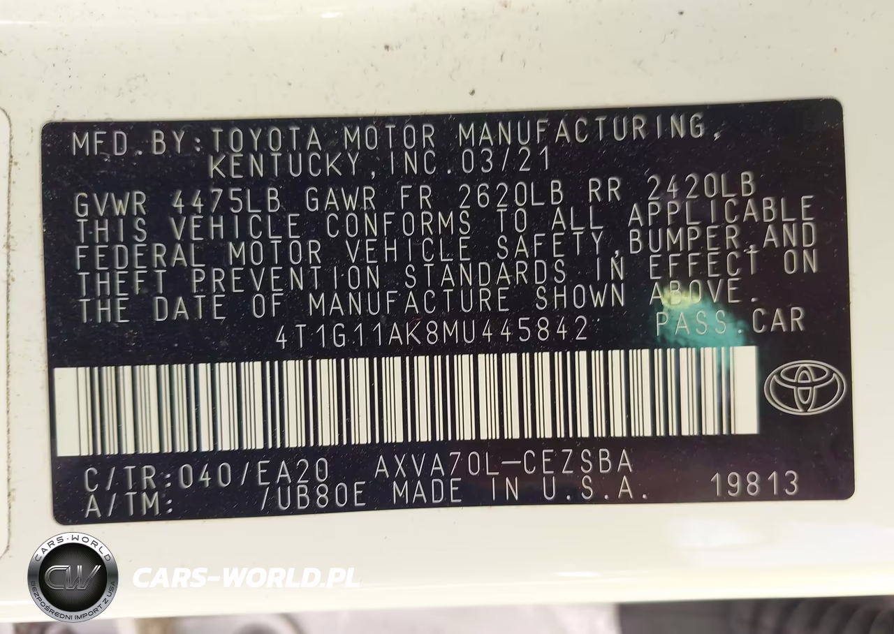 2021 Toyota Camry Se VIN:4T1G11AK8MU445842 - 9