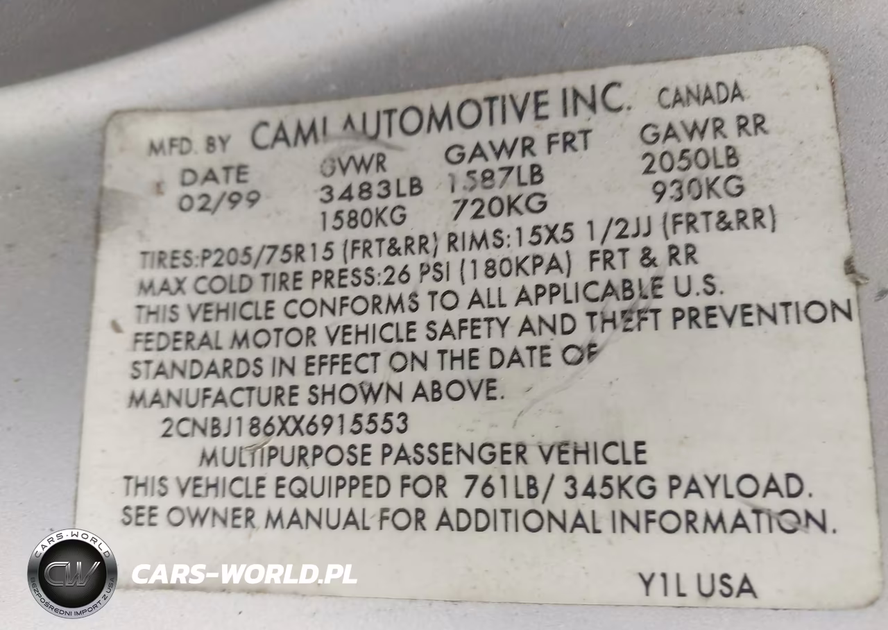 1999 Chevrolet Tracker VIN:2CNBJ186XX6915553 - 9