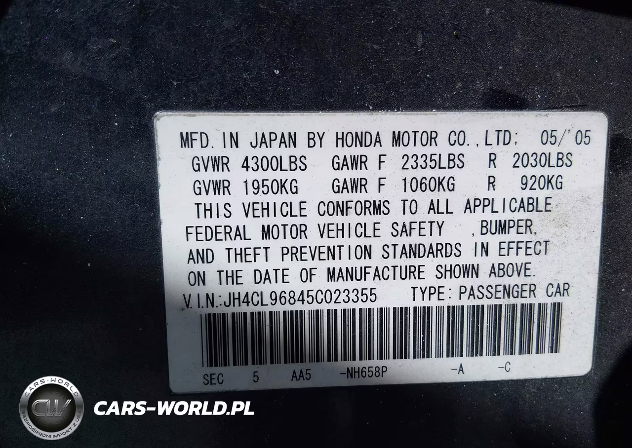 2005 Acura Tsx VIN:JH4CL96845C023355 - 9