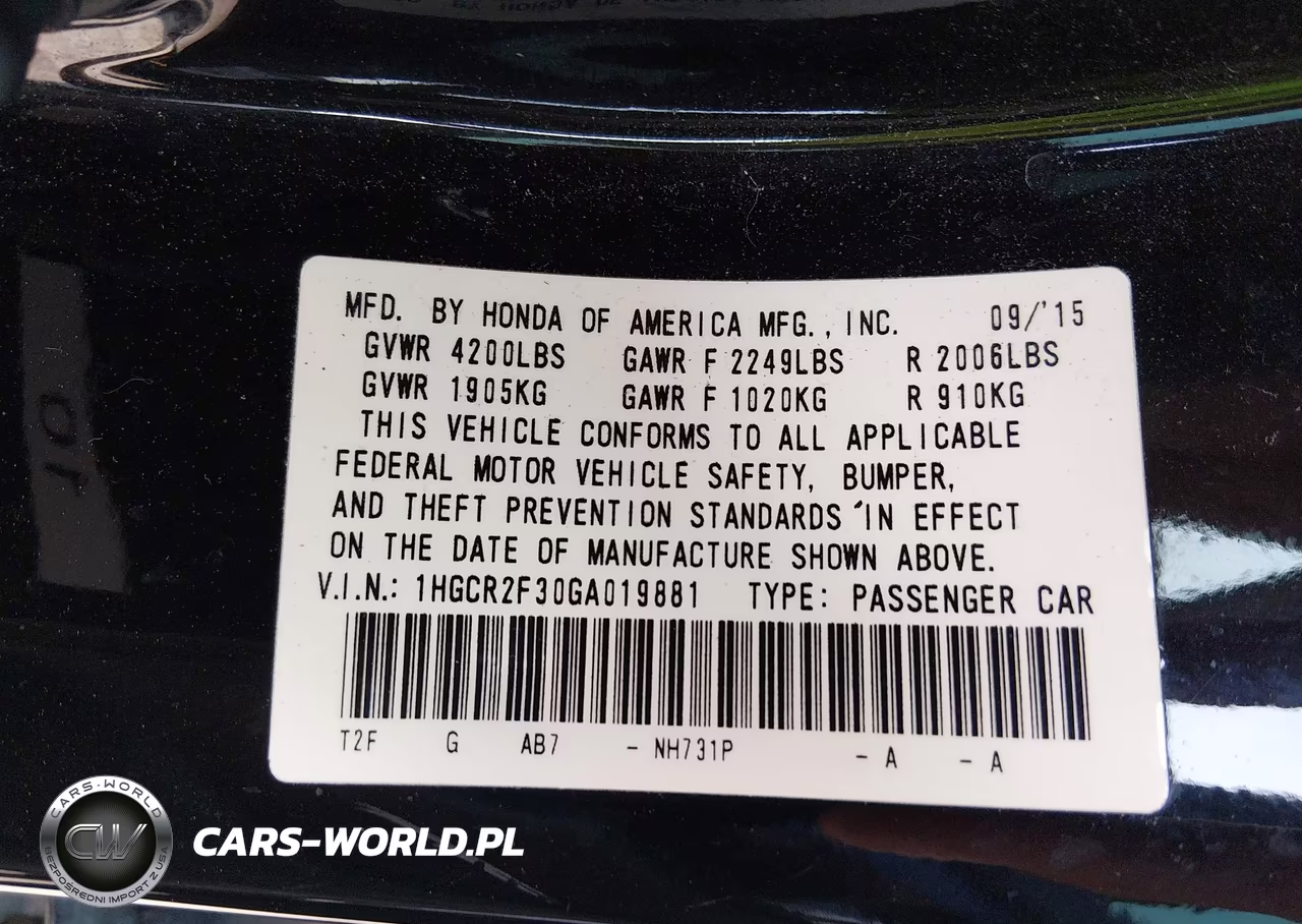 2016 Honda Accord Lx VIN:1HGCR2F30GA019881 - 9