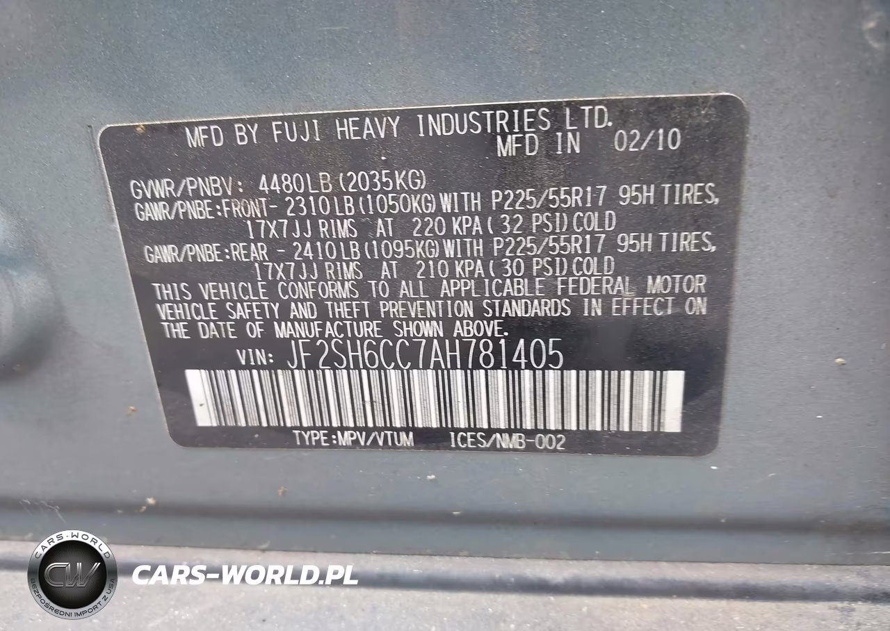 2010 Subaru Forester 2.5X Premium VIN:JF2SH6CC7AH781405 - 9