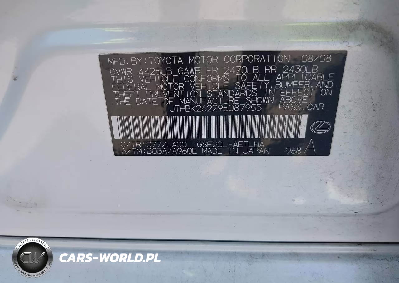 2009 Lexus Is 250 VIN:JTHBK262295087955 - 9