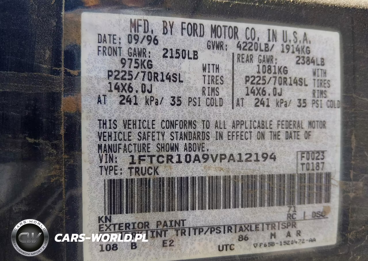 1997 Ford Ranger Splash-Xl-Xlt VIN:1FTCR10A9VPA12194 - 9