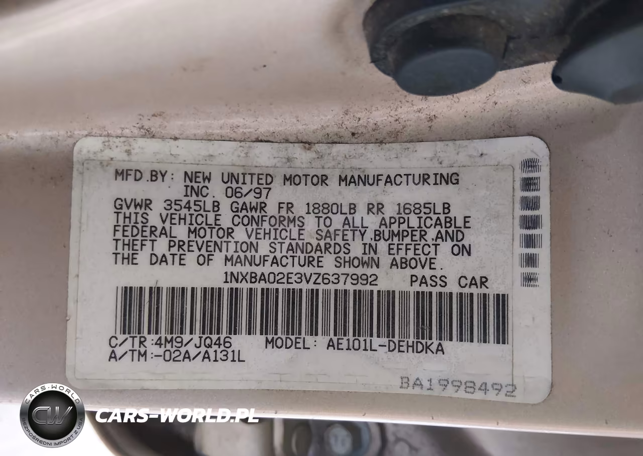 1997 Toyota Corolla Std VIN:1NXBA02E3VZ637992 - 9