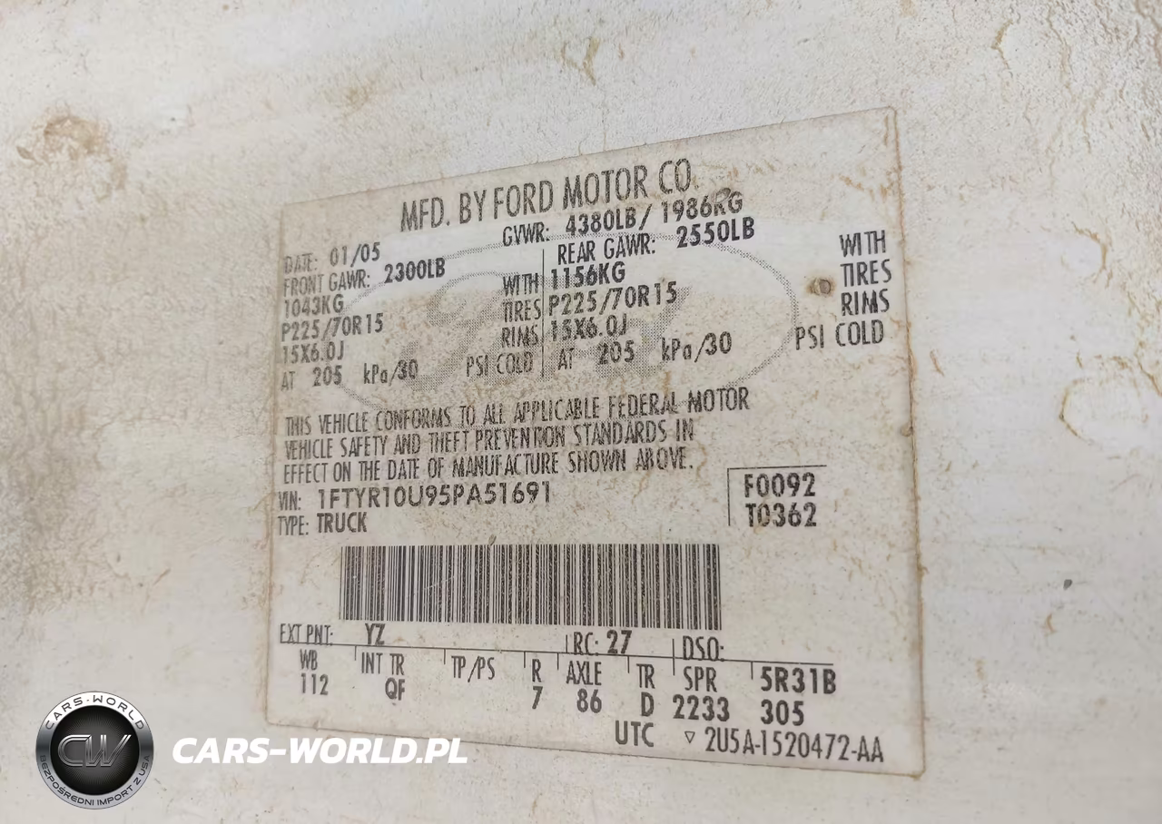 2005 Ford Ranger Edge-Stx-Xl-Xls-Xlt VIN:1FTYR10U95PA51691 - 9