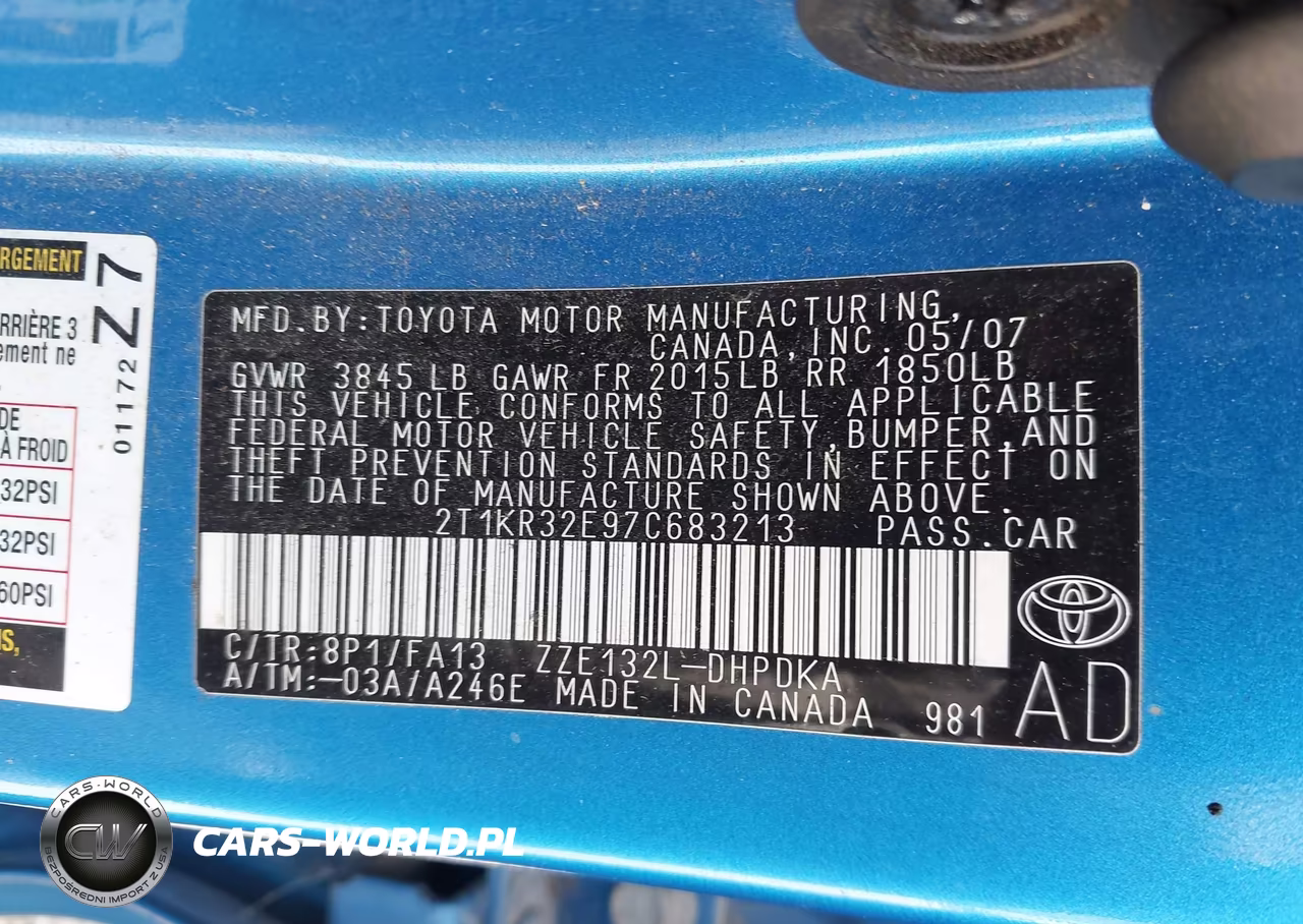 2007 Toyota Matrix VIN:2T1KR32E97C683213 - 9