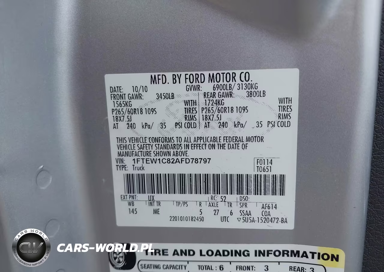 2010 Ford F-150 Fx2 Sport-Xl-Xlt VIN:1FTEW1C82AFD78797 - 9