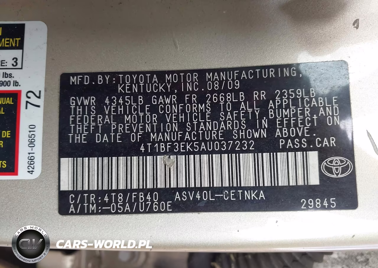 2010 Toyota Camry Le VIN:4T1BF3EK5AU037232 - 9