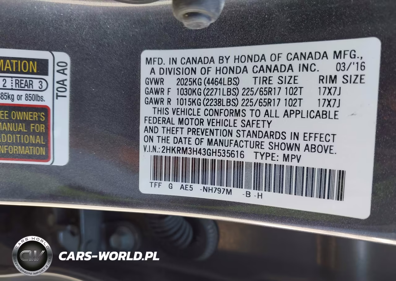 2016 Honda Cr-V Se VIN:2HKRM3H43GH535616 - 9