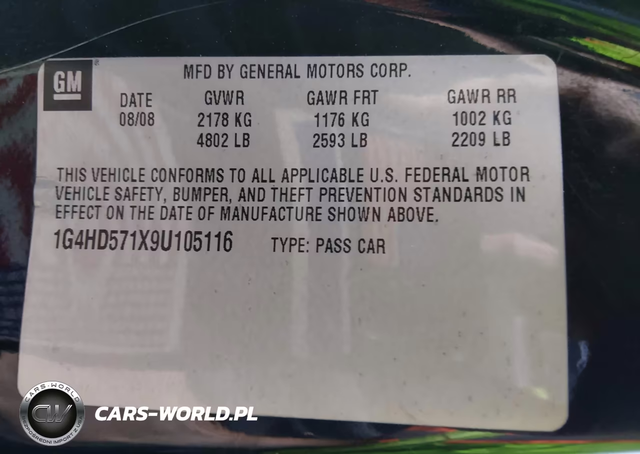 2009 Buick Lucerne Cxl VIN:1G4HD571X9U105116 - 9